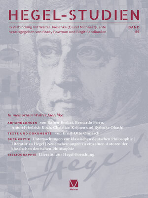 cover image of Hegel-Studien, Bd. 56